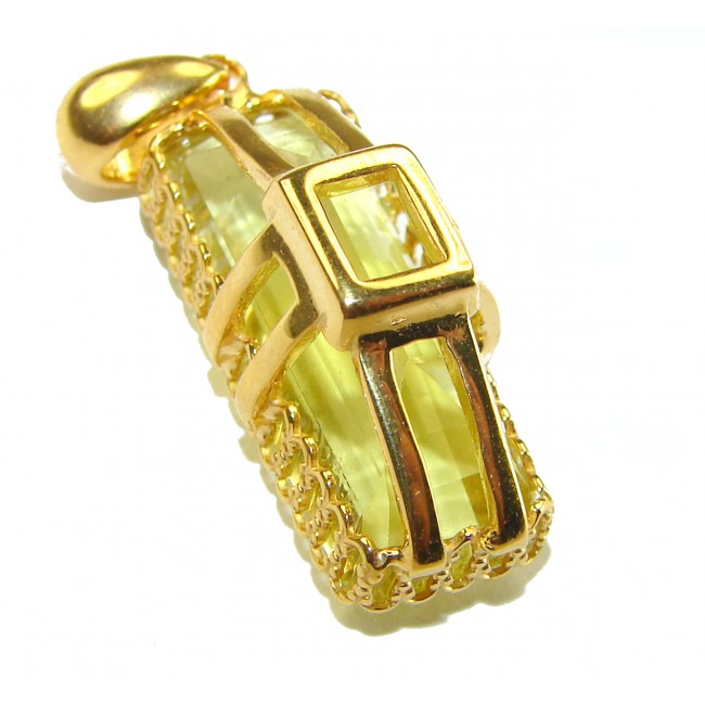 12.3 carat Lemon Quartz 14K Gold over .925 Sterling Silver handcrafted pendant - photo 1