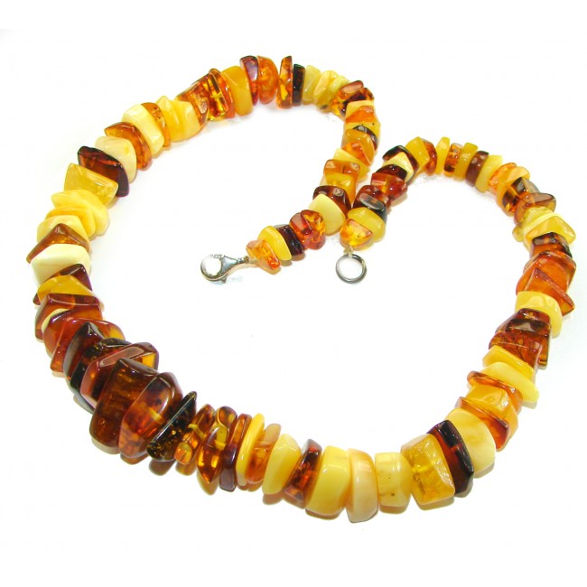 Dazzling vintage natural Baltic Amber butterscotch .925 Sterling Silver handcrafted Large necklace - photo 3