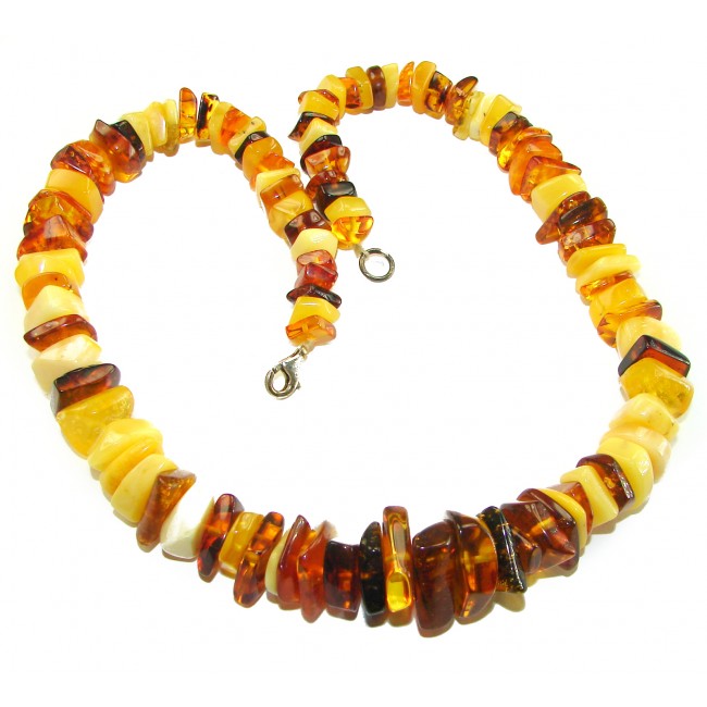 Dazzling vintage natural Baltic Amber butterscotch .925 Sterling Silver handcrafted Large necklace - photo 2