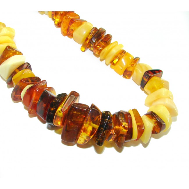 Dazzling vintage natural Baltic Amber butterscotch .925 Sterling Silver handcrafted Large necklace - photo 1