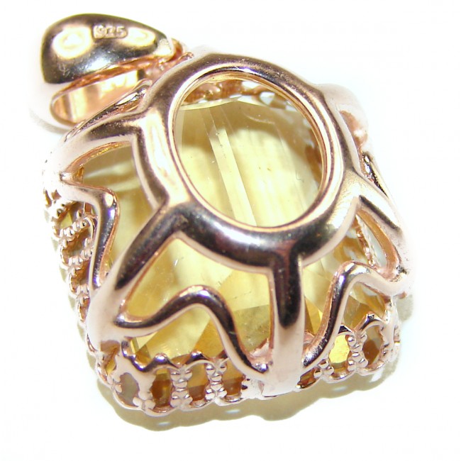 Emerald cut 10.3 carat Lemon Quartz 14K Gold over .925 Sterling Silver handcrafted pendant - photo 1