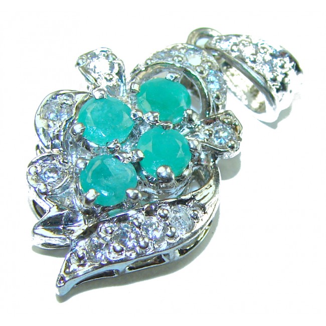 Precious Genuine 8.5 carat Emerald .925 Sterling Silver handmade Pendant - photo 3