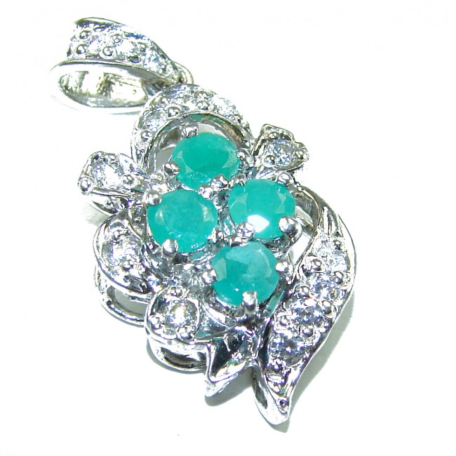 Precious Genuine 8.5 carat Emerald .925 Sterling Silver handmade Pendant - photo 2