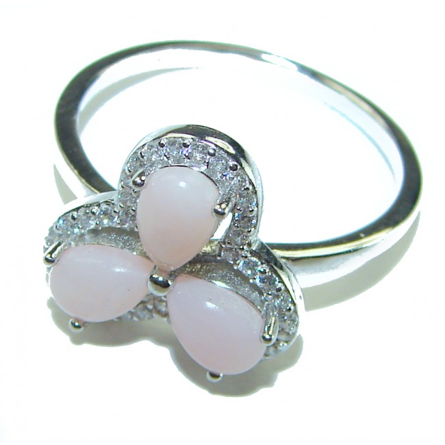 Earth Treasure Authentic Pink Opal .925 Sterling Silver handcrafted ring size 8 1/4 - photo 1