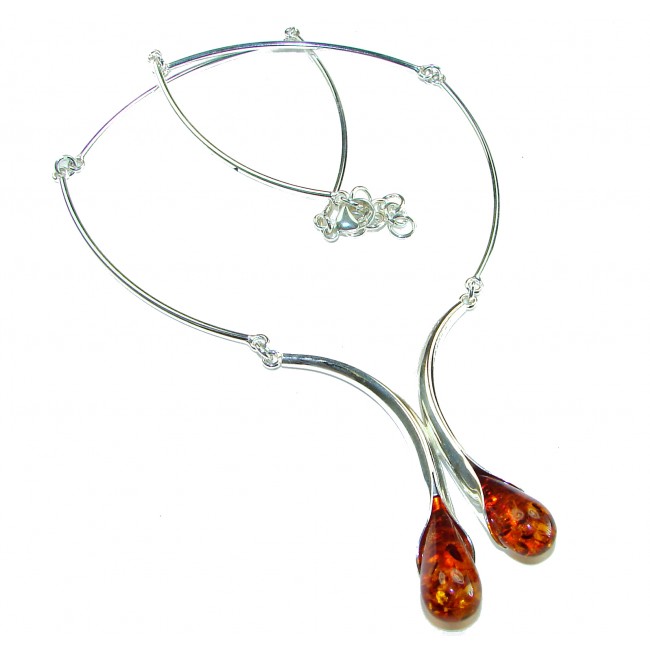 Elegant Natural Baltic Amber .925 Sterling Silver handcrafted necklace - photo 3