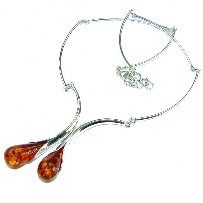 Elegant Natural Baltic Amber .925 Sterling Silver handcrafted necklace - photo 2