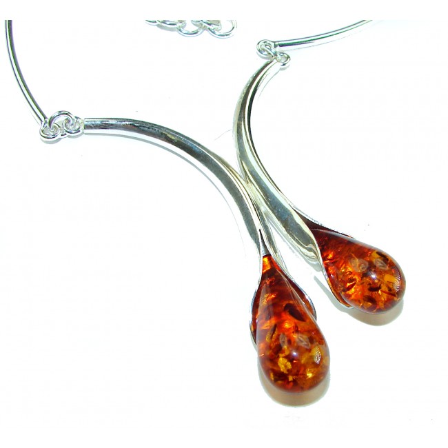 Elegant Natural Baltic Amber .925 Sterling Silver handcrafted necklace - photo 1