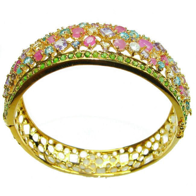 Authentic 35.8 carat Ruby 18K Gold over .925 Sterling Silver handmade bangle Bracelet - photo 3