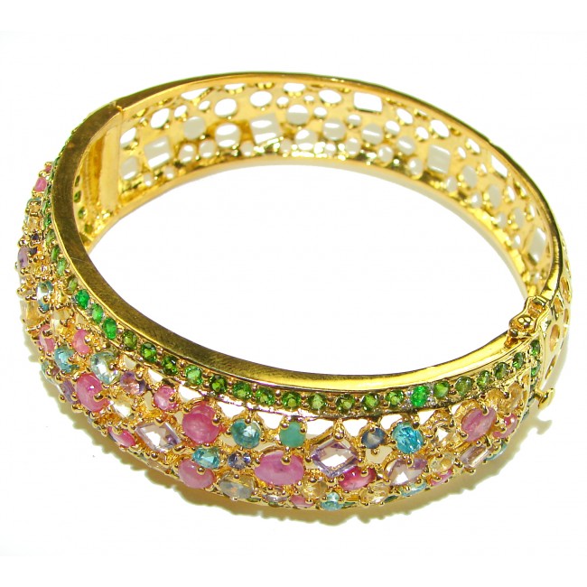 Authentic 35.8 carat Ruby 18K Gold over .925 Sterling Silver handmade bangle Bracelet - photo 2