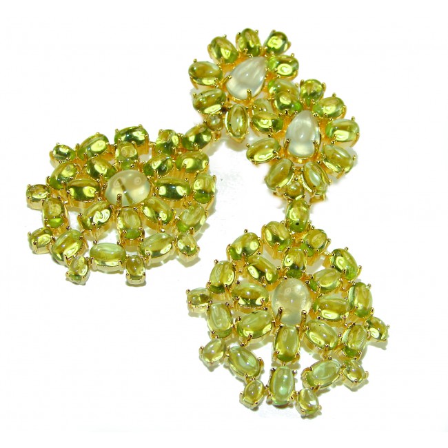 Alessia authentic 41.9 carat Prehnite Peridot 18K Gold over .925 Sterling Silver handmade Large Statement earrings - photo 5