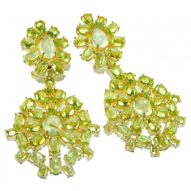 Alessia authentic 41.9 carat Prehnite Peridot 18K Gold over .925 Sterling Silver handmade Large Statement earrings - photo 4