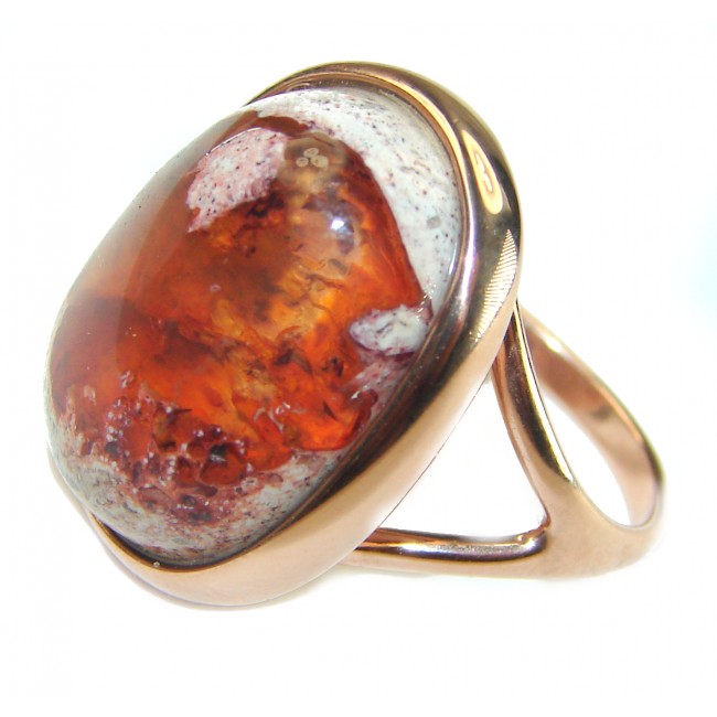 Bonfire Night best quality 12.5 carat Mexican Opal 14K Rose Gold over .925 Sterling Silver handmade ring 8 - photo 1