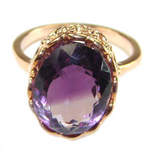 Dramatic design 8.8 carat Amethyst 14K Gold over .925 Sterling Silver Handcrafted Ring size 9 1/4 - photo 2