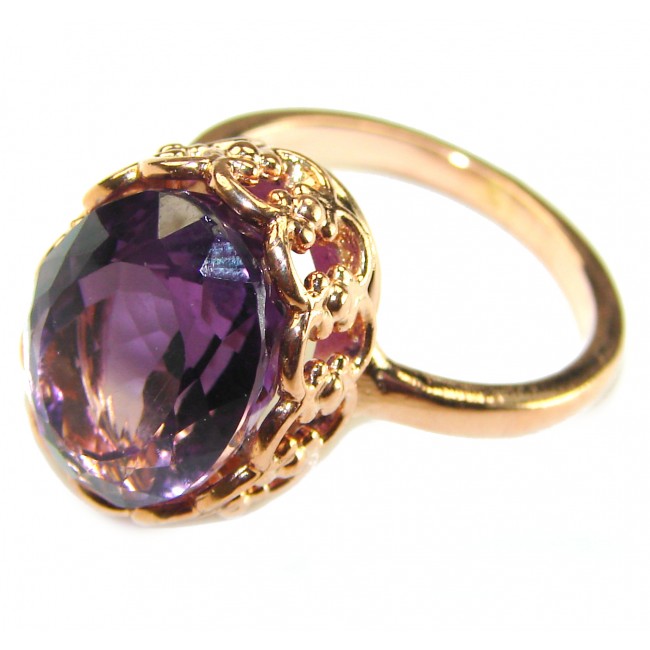 Dramatic design 8.8 carat Amethyst 14K Gold over .925 Sterling Silver Handcrafted Ring size 9 1/4 - photo 1