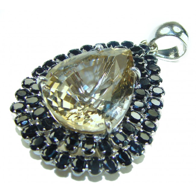 Luxury Timeless Jewels genuine 29.5 CARAT Lemon Topaz Sapphire .925 Sterling Silver handmade Pendant - photo 3