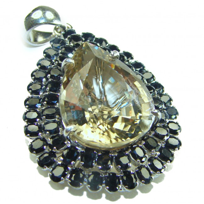 Luxury Timeless Jewels genuine 29.5 CARAT Lemon Topaz Sapphire .925 Sterling Silver handmade Pendant - photo 2