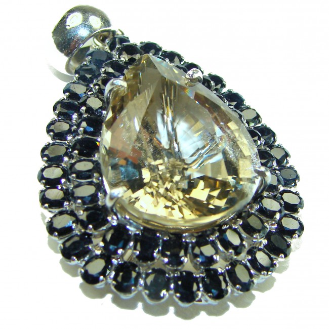 Luxury Timeless Jewels genuine 29.5 CARAT Lemon Topaz Sapphire .925 Sterling Silver handmade Pendant - photo 1