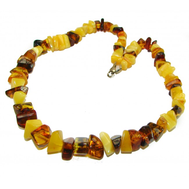 Dazzling vintage natural Baltic Amber butterscotch .925 Sterling Silver handcrafted Large necklace - photo 3