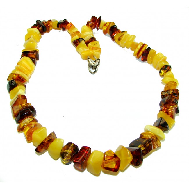 Dazzling vintage natural Baltic Amber butterscotch .925 Sterling Silver handcrafted Large necklace - photo 2