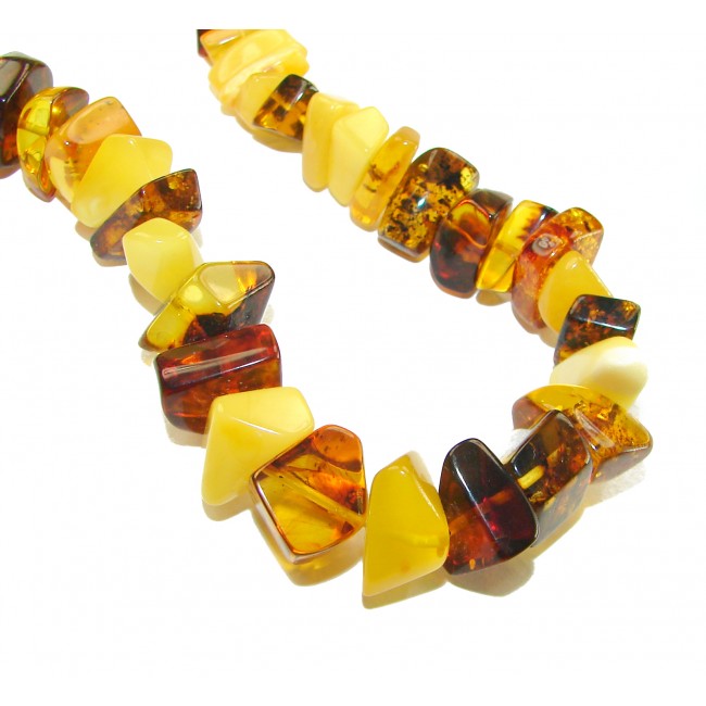 Dazzling vintage natural Baltic Amber butterscotch .925 Sterling Silver handcrafted Large necklace - photo 1