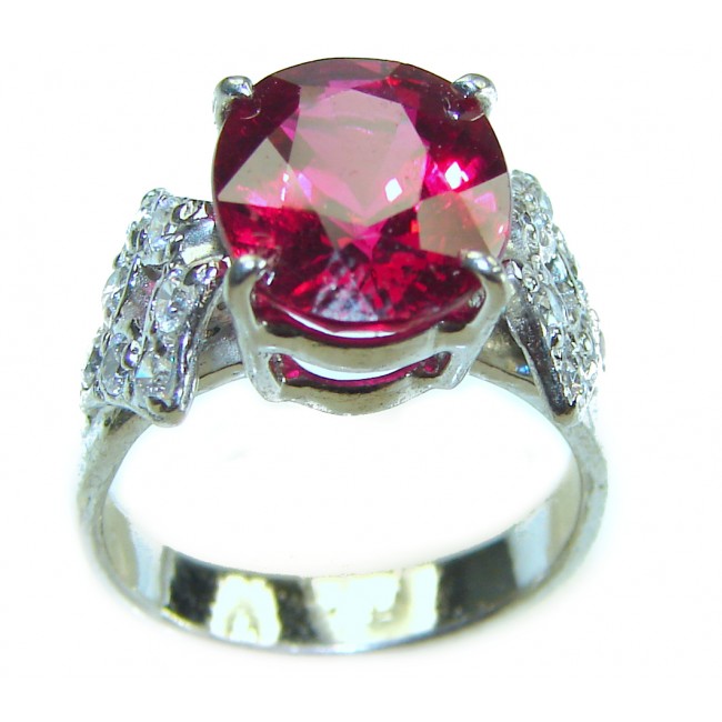 Red Passion -Corundum- 6.5 carat Red Topaz .925 Silver handcrafted Cocktail Ring s. 6 - photo 2