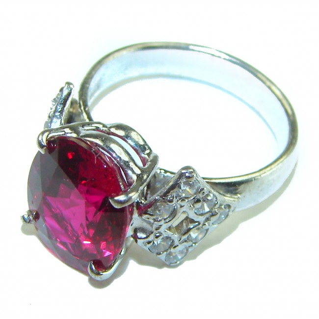 Red Passion -Corundum- 6.5 carat Red Topaz .925 Silver handcrafted Cocktail Ring s. 6 - photo 1