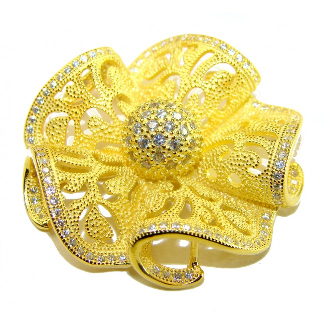 Pure Beauty - Vintage style- genuine 0.7 lab grown Diamond 18K Gold over .925 Sterling Silver handmade Pendant - photo 4