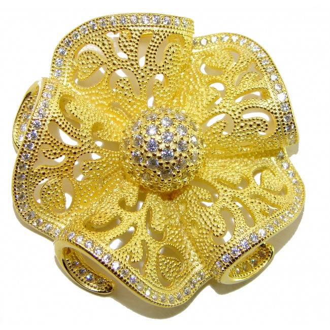 Pure Beauty - Vintage style- genuine 0.7 lab grown Diamond 18K Gold over .925 Sterling Silver handmade Pendant - photo 3