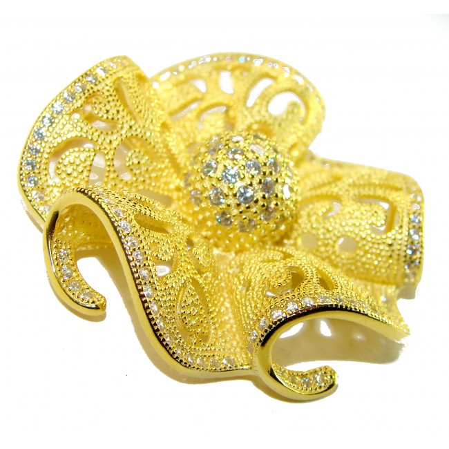 Pure Beauty - Vintage style- genuine 0.7 lab grown Diamond 18K Gold over .925 Sterling Silver handmade Pendant - photo 2