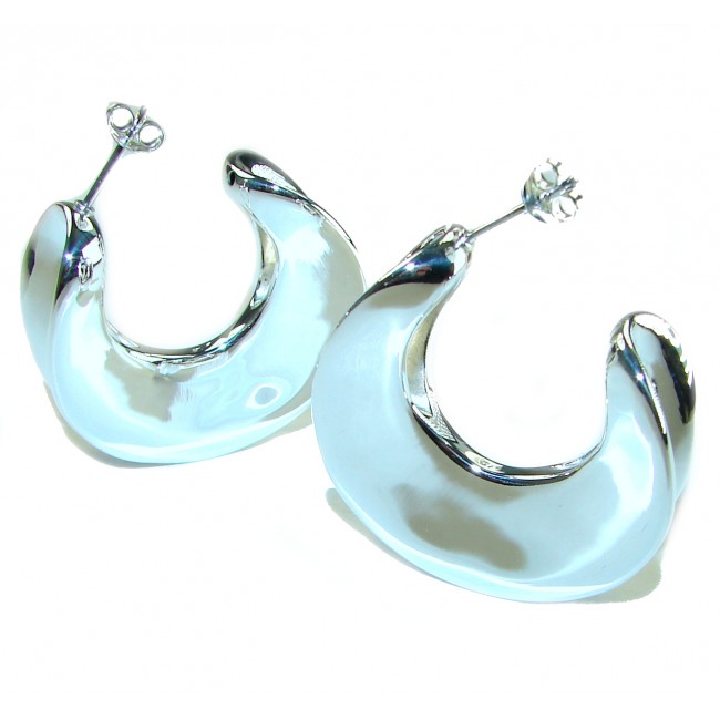Highly Polished Fancy .925 Sterling Silver Italy made Earrings - photo 4