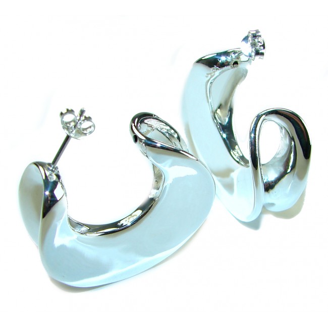 Highly Polished Fancy .925 Sterling Silver Italy made Earrings - photo 3