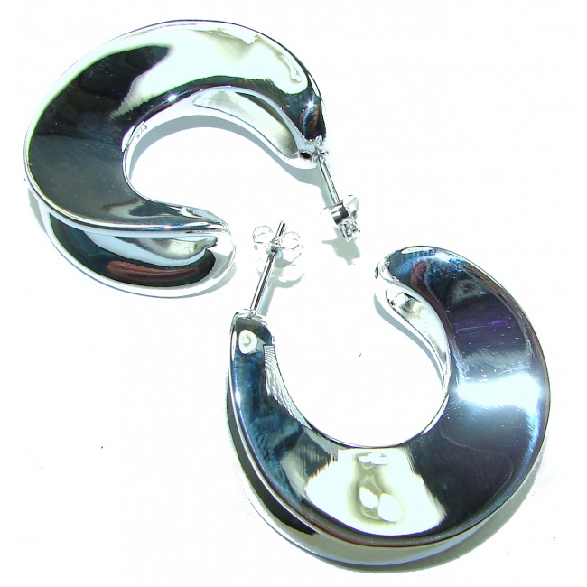 Highly Polished Fancy .925 Sterling Silver Italy made Earrings - photo 2