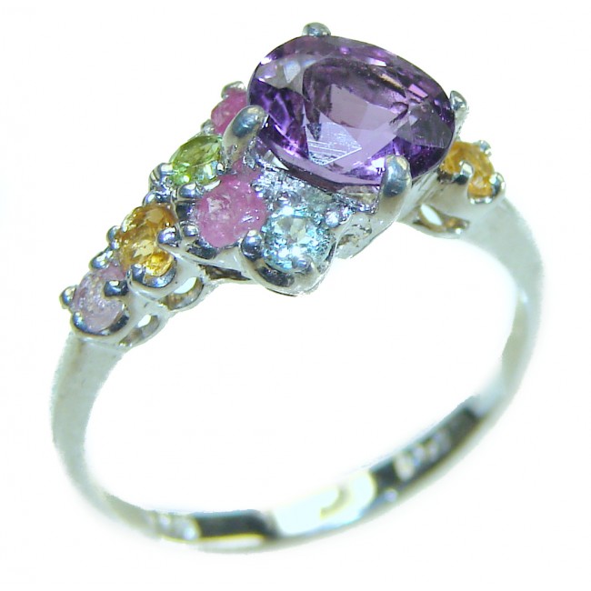 Stephani 0.9 carat African Amethyst Sapphire .925 Sterling Silver Handcrafted Ring size 6 - photo 3