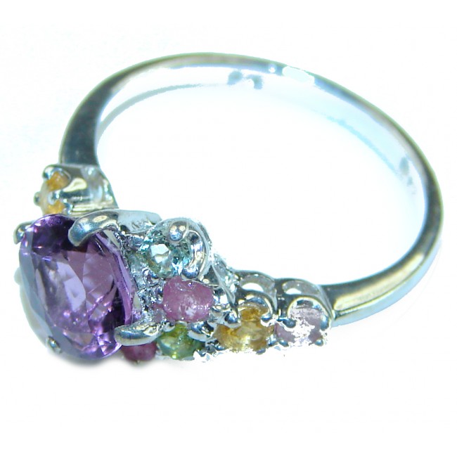 Stephani 0.9 carat African Amethyst Sapphire .925 Sterling Silver Handcrafted Ring size 6 - photo 1
