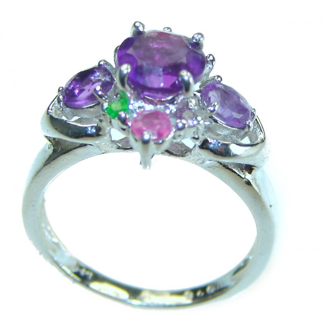 Stephani 1.4 carat African Amethyst Pink Tourmaline .925 Sterling Silver Handcrafted Ring size 5 - photo 2