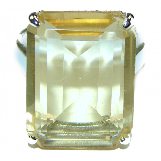 Pure Joy 15.8 carat Genuine Lemon Quartz 14K Gold over .925 Sterling Silver handcrafted ring size 7 3/4 - photo 2