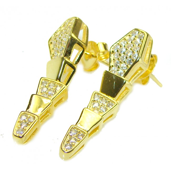The Egyptian Cobra White Sapphire 18K Gold over .925 Sterling Silver handcrafted Earrings