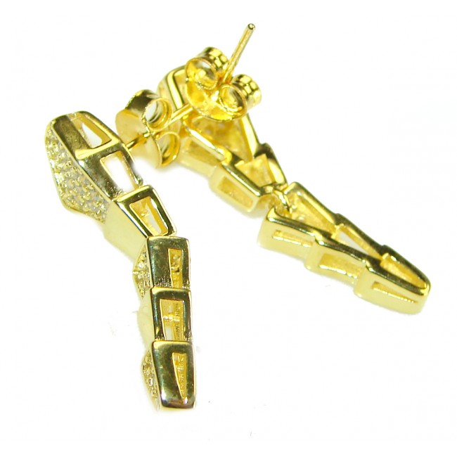 The Egyptian Cobra White Sapphire 18K Gold over .925 Sterling Silver handcrafted Earrings