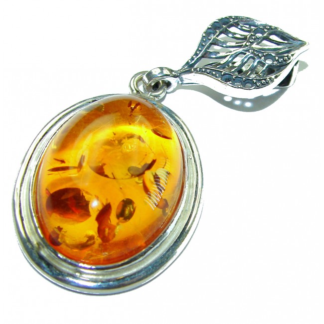 Excellent Baltic Amber .925 Sterling Silver entirely handcrafted PENDANT - photo 3
