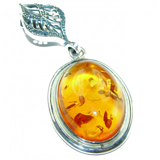 Excellent Baltic Amber .925 Sterling Silver entirely handcrafted PENDANT - photo 2