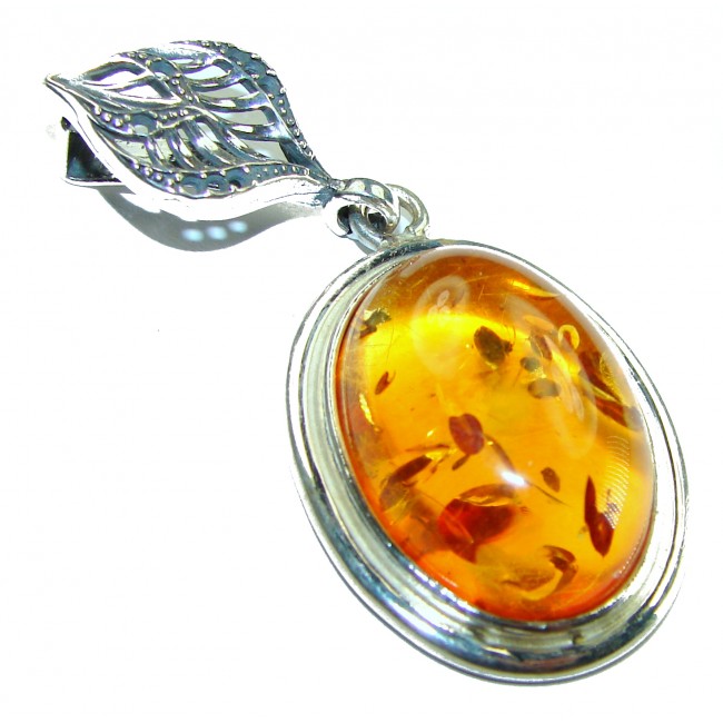 Excellent Baltic Amber .925 Sterling Silver entirely handcrafted PENDANT - photo 1