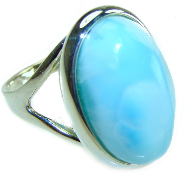 Precious natural Blue Larimar .925 Sterling Silver handmade ring size 6 1/4 - photo 3