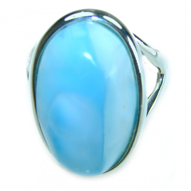 Precious natural Blue Larimar .925 Sterling Silver handmade ring size 6 1/4 - photo 2