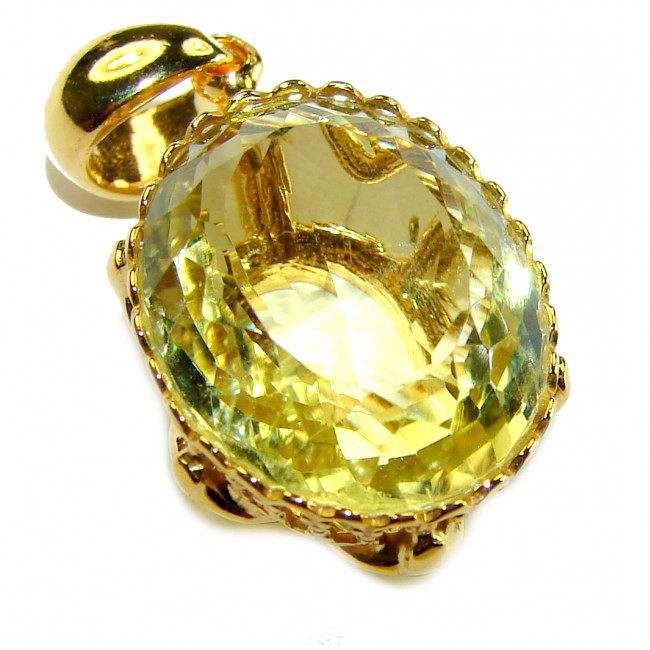 10.3 carat Lemon Quartz 14K Gold over .925 Sterling Silver handcrafted pendant - photo 3