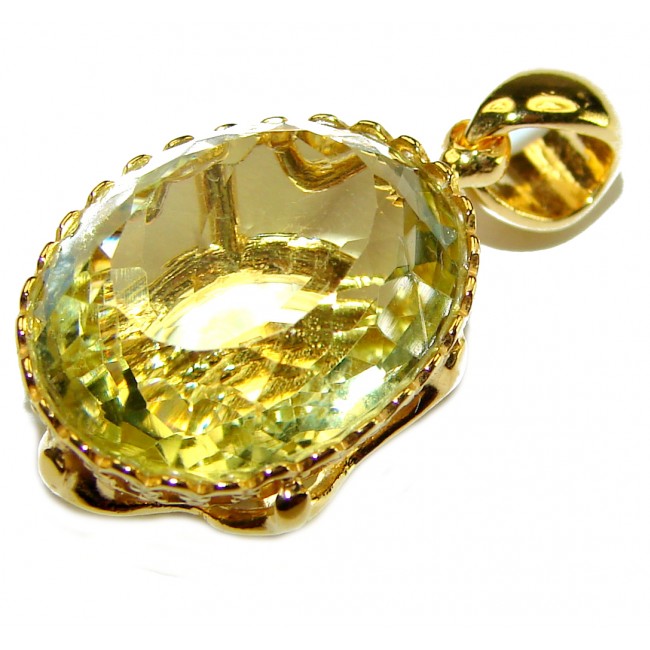 10.3 carat Lemon Quartz 14K Gold over .925 Sterling Silver handcrafted pendant - photo 2