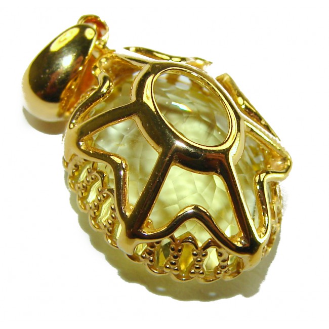 10.3 carat Lemon Quartz 14K Gold over .925 Sterling Silver handcrafted pendant - photo 1