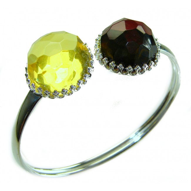 Luxurious Color-changing natural 19.9 carat faceted Baltic Amber .925 Sterling Silver handmade bangle Bracelet - photo 3
