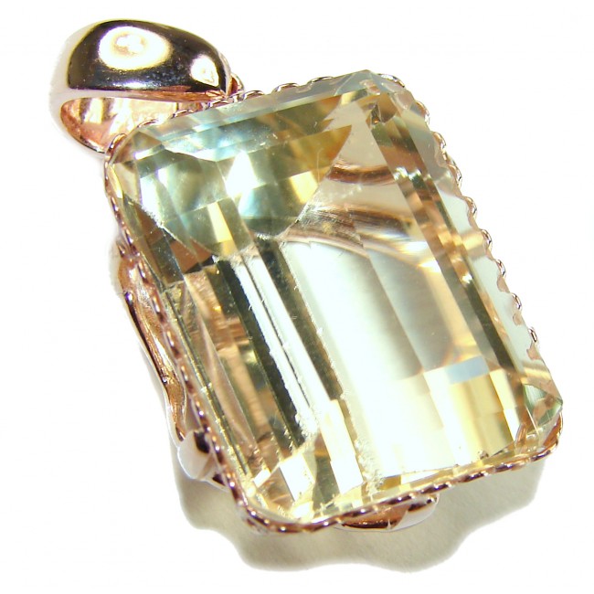 Emerald cut 10.3 carat Lemon Quartz 14K Gold over .925 Sterling Silver handcrafted pendant - photo 3