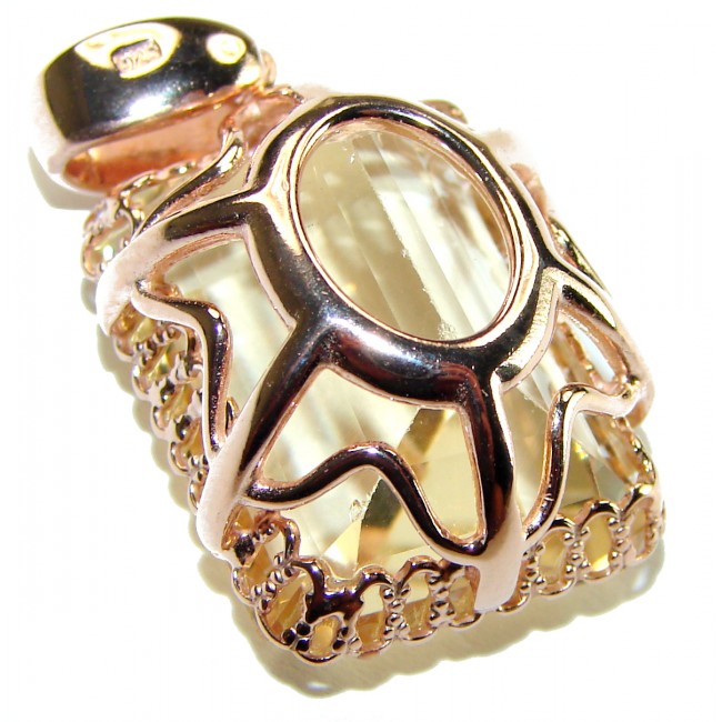 Emerald cut 10.3 carat Lemon Quartz 14K Gold over .925 Sterling Silver handcrafted pendant - photo 1
