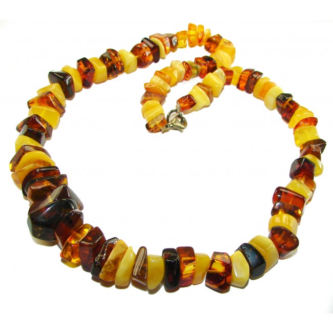 Dazzling vintage natural Baltic Amber butterscotch .925 Sterling Silver handcrafted Large necklace - photo 3